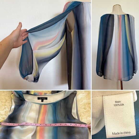 St. John 100% Silk Spectrum Blouse - Picture 3 of 3